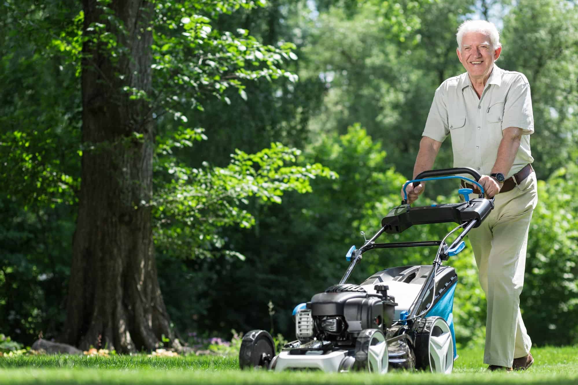 elderly lawn mower