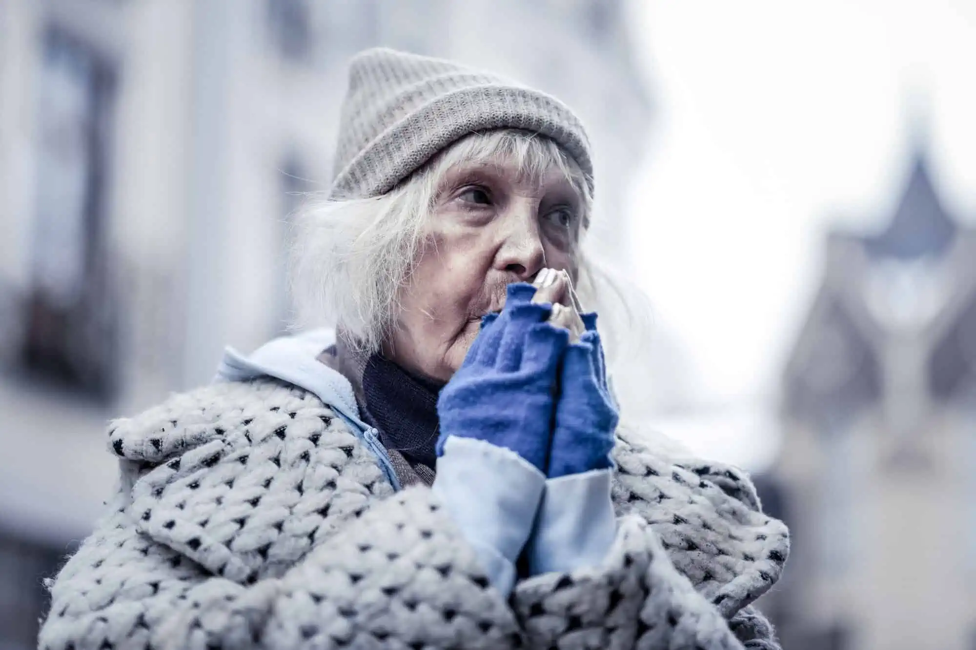elderly senior feeling cold